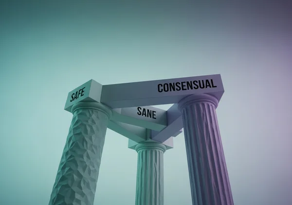 Drie pilaren die Veilig, Zinnig, Consensueel in BDSM vertegenwoordigen