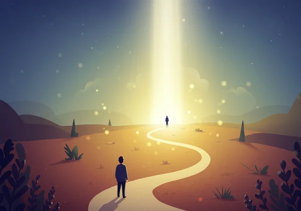 Person looking at a path, symbolizing self-discovery.