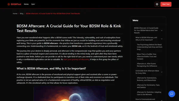 BDSM Aftercare: A Crucial Guide for Your BDSM Role & Kink Test Results