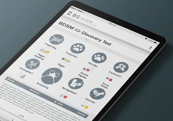 User takes BDSM role-finding test on a digital screen.