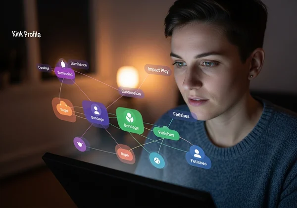 Person viewing BDSM test results, self-discovery journey.