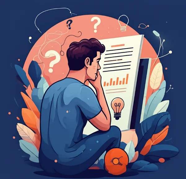 一个人沉思地检查 BDSM 测试结果的图示