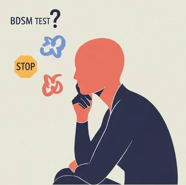 一个人反思关于界限的BDSM测试问题的插图