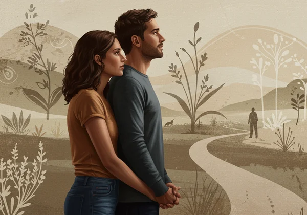 Couple exploring deeper connection and intimacy together.