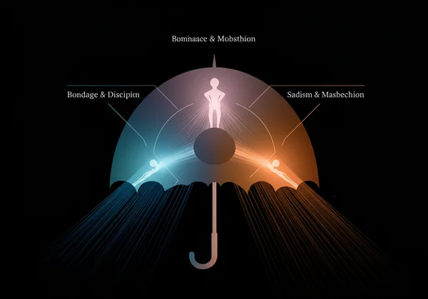 Visual representation of BDSM concepts under an umbrella